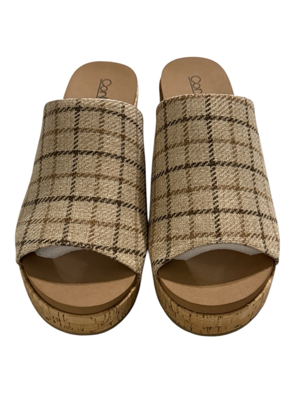 Corkys Women’s Plaid Cork Platform Slide Sandals Size 10 NWOB
